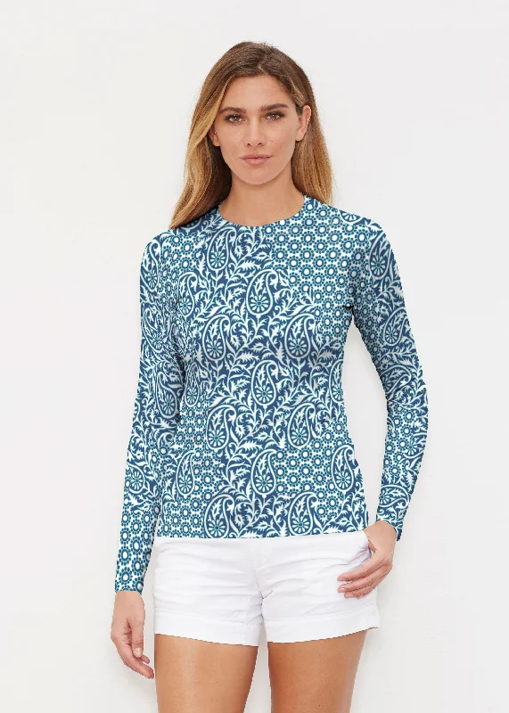 women's tops with embroidery detailsOakley Blue (8114) ~ Long Sleeve Rash Guard