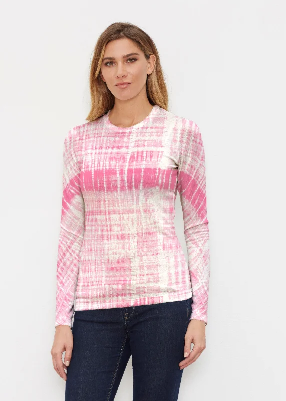 women's tops with unique designsPink Tie Dye (14254) ~ Butterknit Long Sleeve Crew Top