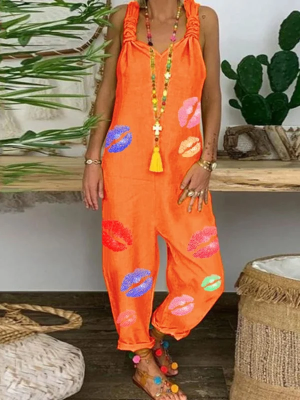 women's jumpsuits made of chiffonFashion Casual Printed Jumpsuit