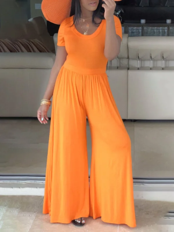 women's jumpsuits for affordable luxuryWomen's Sexy Round Neck Short Sleeve Loose Jumpsuit