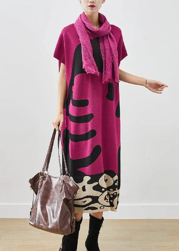 maxi dresses with high slitsElegant Rose V Neck Print Cotton Maxi Dress Short Sleeve