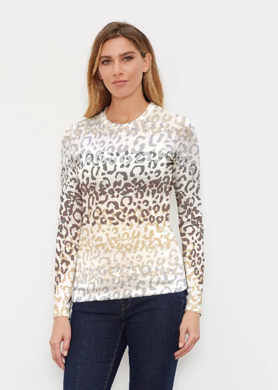 women's tops for those who want to create outfits that reflect their personal style and sense of fashionLeopard Ombre (7845) ~ Butterknit Long Sleeve Crew Top