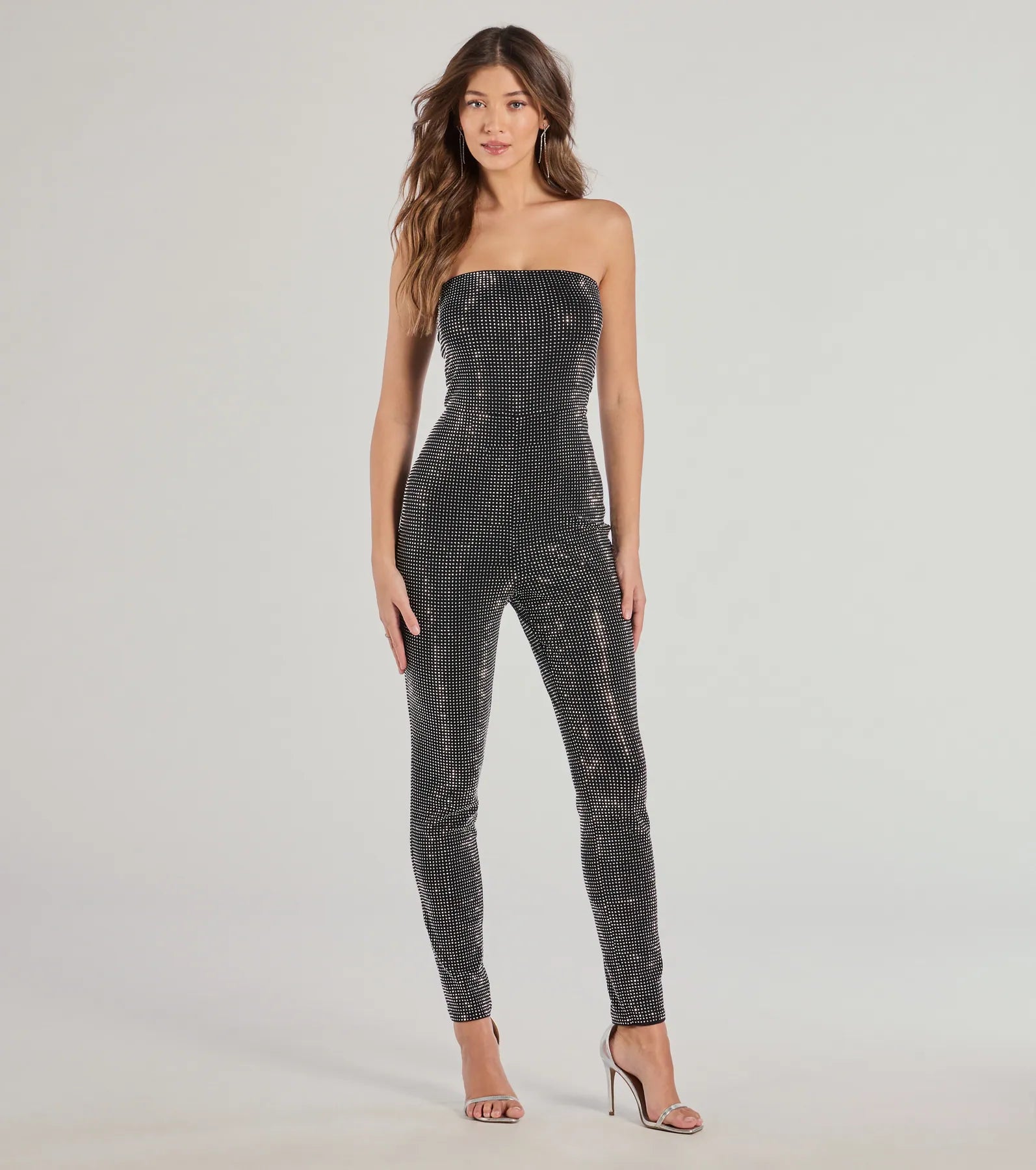 women's jumpsuits with pastel huesGlam Muse Rhinestone Strapless Jumpsuit