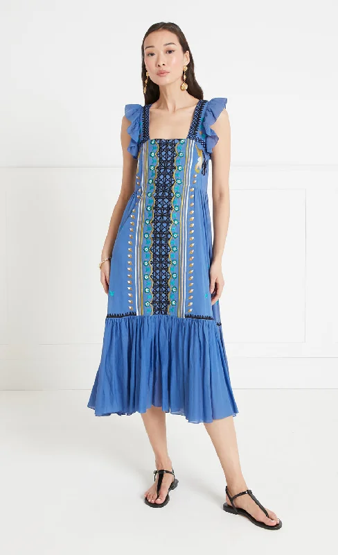 women's wrinkle-resistant dressesFlorentine Dress - Dazzling Blue