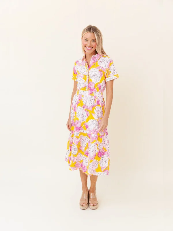 women's machine-washable dressesGwyneth Dress in Pink Lemonade Hydrangea