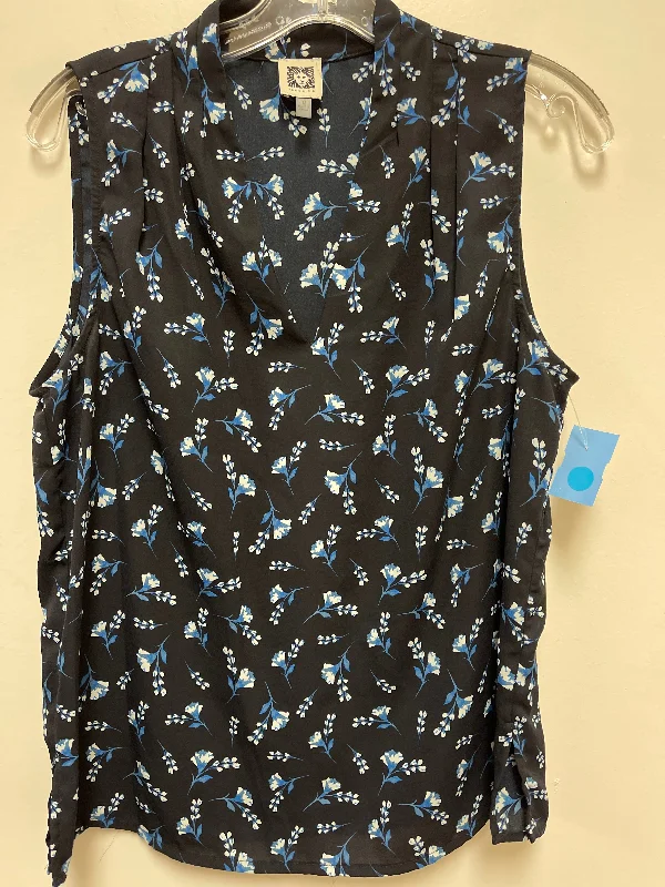 women's tops for those who want to stay cool and chic during warmer weatherTop Sleeveless By Anne Klein In Black & Blue, Size: M