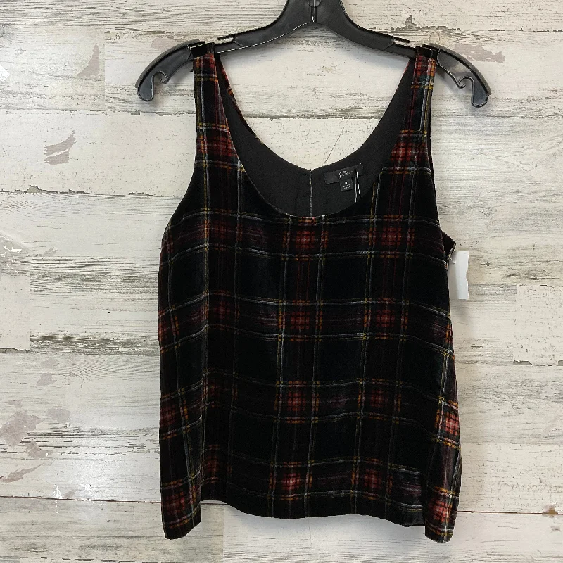 women's tops with sheer overlaysTop Sleeveless By J. Crew In Black & Red, Size: S