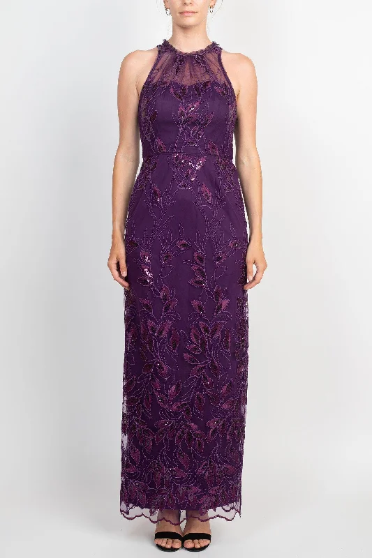 illusion gown dressesAdrianna Papell AP1E209275 Sleeveless Long Embroidered Formal Dress