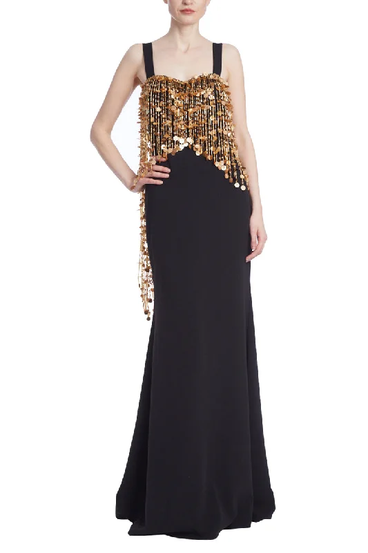 glamorous gown dressesBadgley Mischka EG4128 Long Beaded Fringe Formal Dress