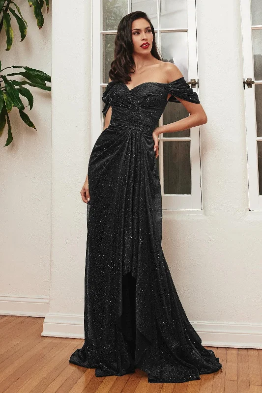 maxi gown dressesCinderella Divine CD878 Off Shoulder Long Formal Dress Black