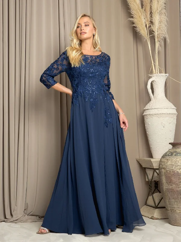 illusion gown dressesEva Fashion 5258 Long A Line Mother of the Bride Formal Dress