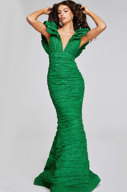 appliquéd gown dressesJovani 40044 Long Mermaid Ruffled Formal Dress