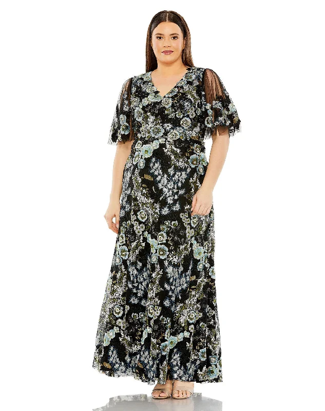 gown dress budget-friendly optionsMac Duggal 20630 Long Plus Size Floral Formal Dress