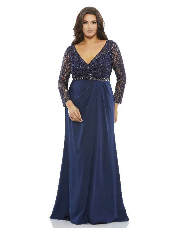 gown dress colors of the seasonMac Duggal 67898 Long Sleeve Mother of the Bride Formal Dress