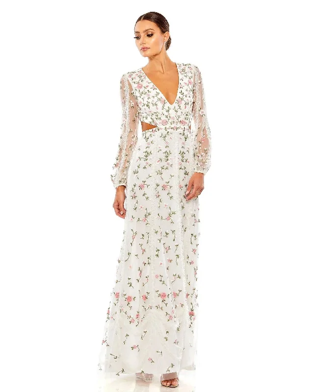 ready-to-wear gown dressesMac Duggal MD70159 Long Sleeve Floral Formal Dress