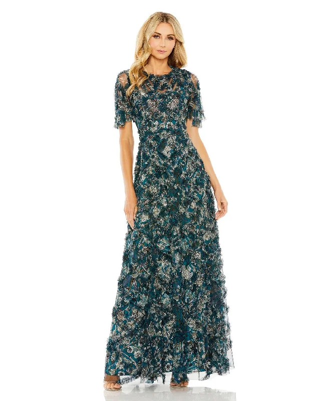 gown dress cleaning and careMac Duggal 8043 Long Floral Print Formal Dress