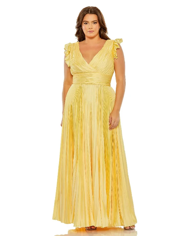 beaded gown dressesMac Duggal 77006 Pleated Plus Size Formal Dress