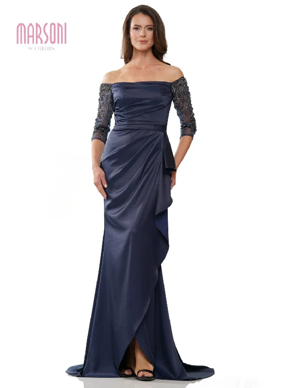 long-sleeved gown dressesMarsoni MV1254 Long Off Shoulder Formal Dress