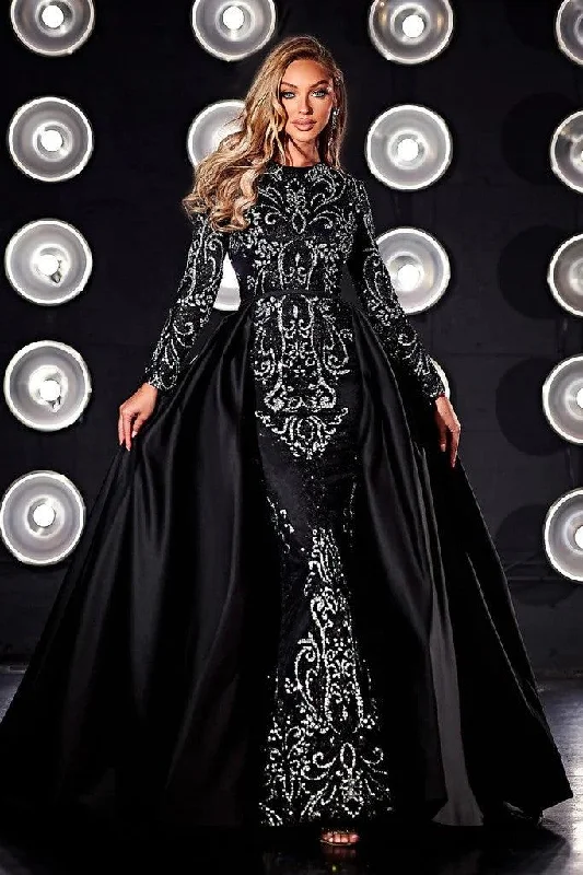 sparkly gown dressesPortia and Scarlett PS23063 Long Sleeve Beaded Formal Dress