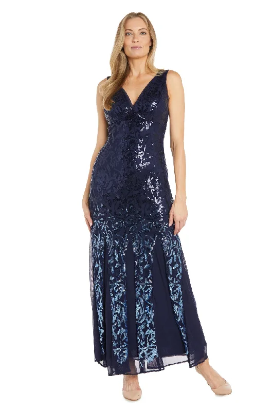 gown dresses with trainsR&M Richards 3209 Long Ombre Sequin Formal Dress