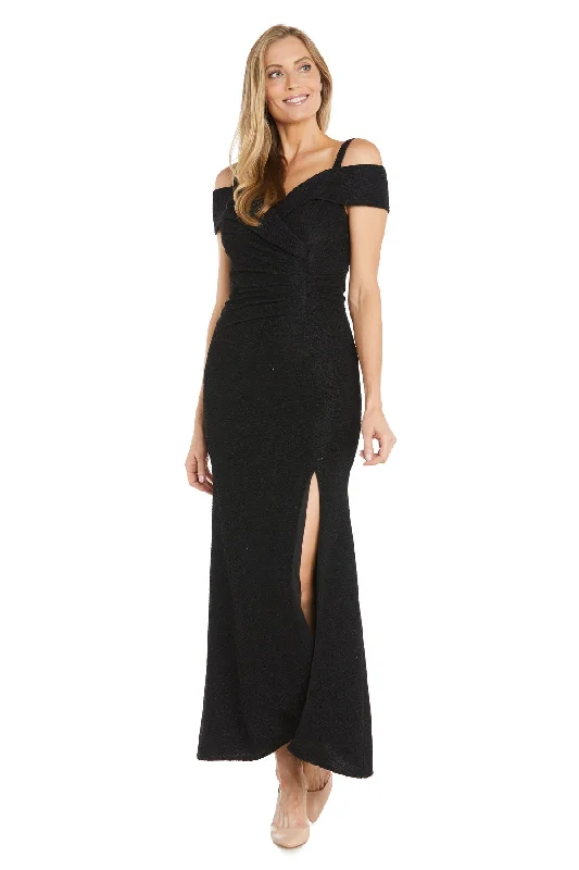 flowy gown dressesR&M Richards 6199 Long Pleated Glitter Formal Dress