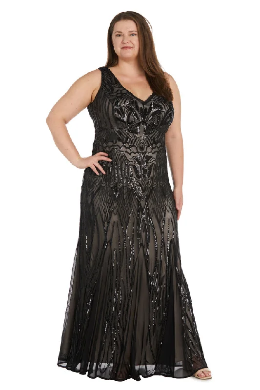 maxi gown dressesR&M Richards 9009W Long Plus Size Sequin Formal Dress