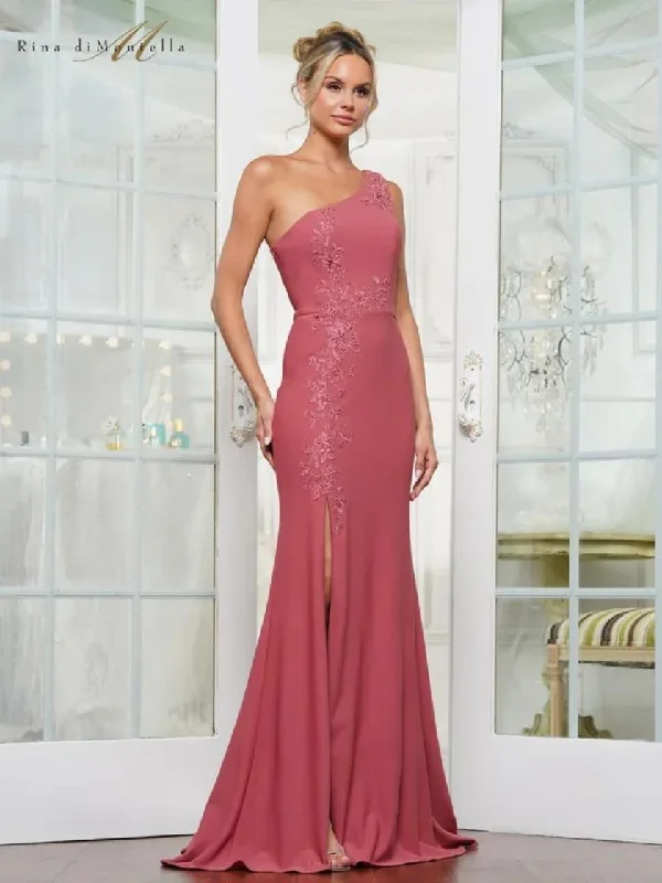 open-back gown dressesRina di Montella RD3240 Long Beaded Floral Fitted Formal Dress