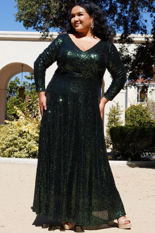 modern gown dressesSydneys Closet CE2302 Plus Size Long Sleeve Formal Dress