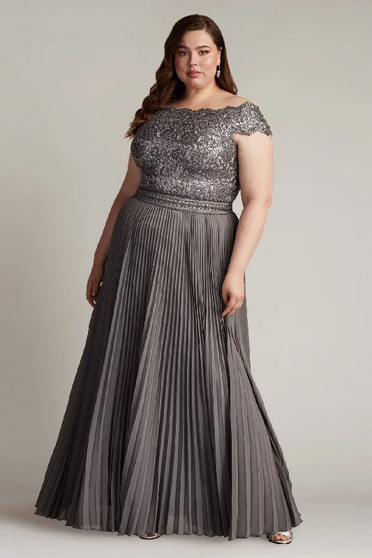 convertible gown dressesTadashi Shoji CFC24341LQ Long Plus Size Pleated Formal Dress