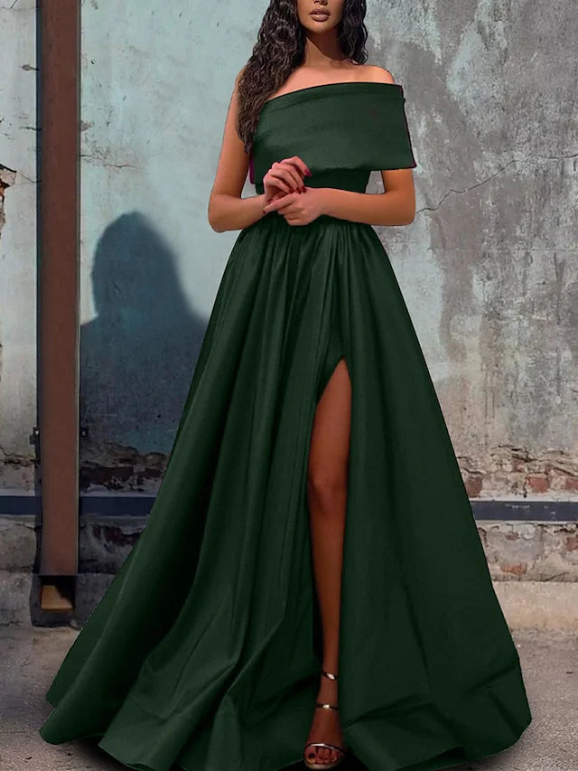 prom dresses for curve-hugging figuresA-Line/Princess One-Shoulder Floor-Length Prom Dresses