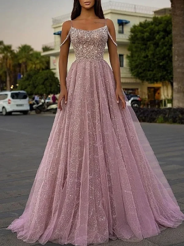 sweetheart neckline prom dressesA-Line/Princess Spaghetti Straps Floor-Length Long Prom Dresses