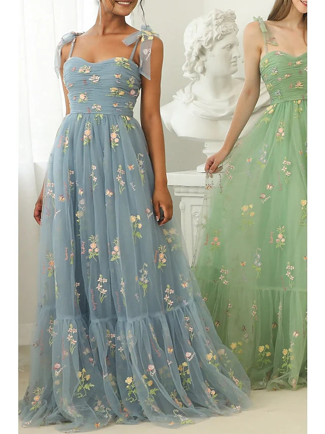 sparkly prom dressesA-Line/Princess Spaghetti Straps Floor-Length Long Prom Floral Dresses