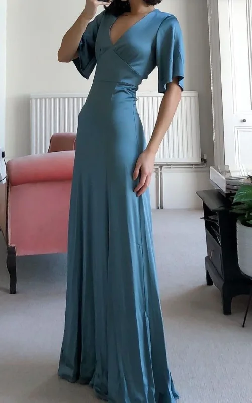 affordable prom dressesA-Line V-Neck Floor-Length Prom Dress