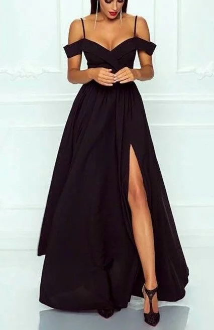 geometric print prom dressesBlack Long Prom Dresses       S691