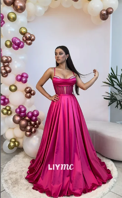 prom dress shopping tipsLP1176 - A Line Illusion Detachable Skirt Pink Formal Prom Dress