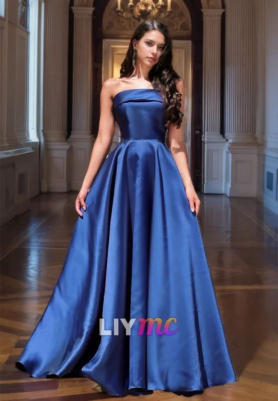 sweetheart neckline prom dressesLP2007 - Straight Across Pleated Satin A-Line Prom Dress