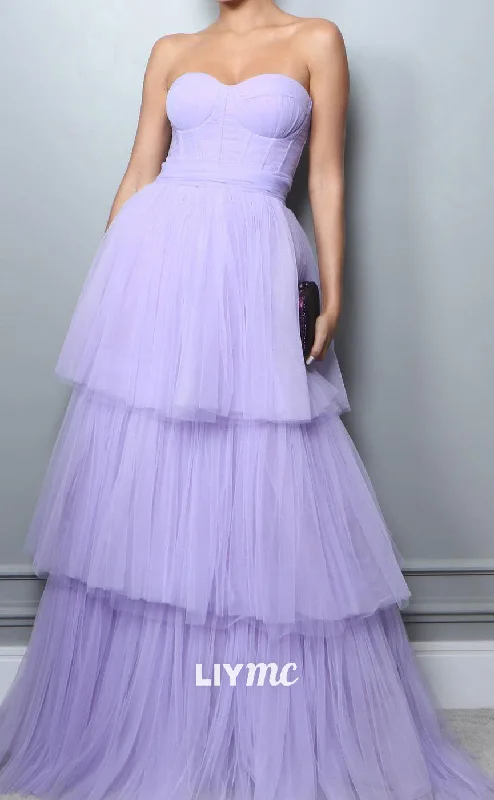 glamorous prom dressesLP2096 - Sweetheart Sleeveless Tulle A-Line Prom Dress